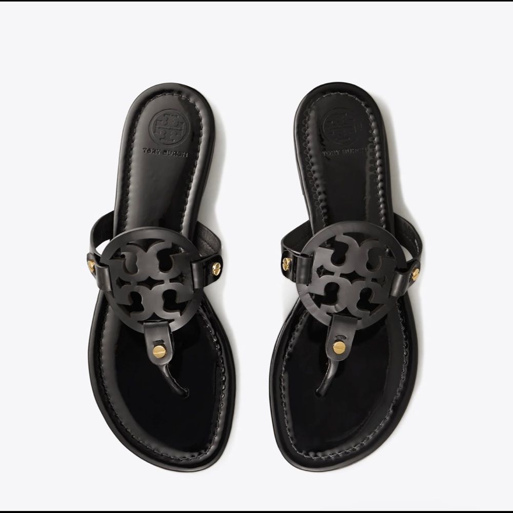 Tory Burch Miller Patent Leather Sandals in Black